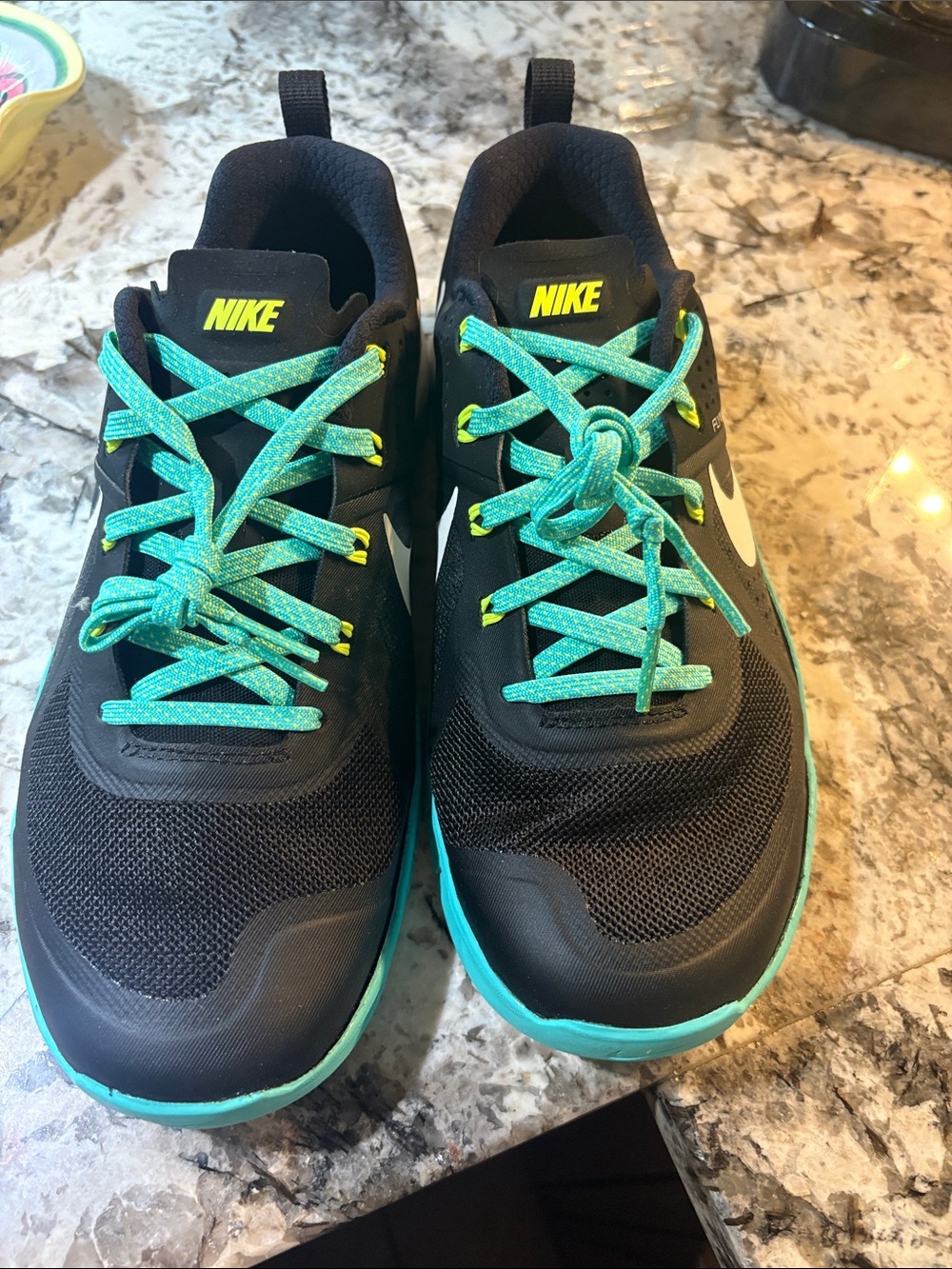 Nike FLYWIRE Black Sneakers with Teal Laces and Sole
